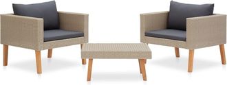 vidaXL Set Divani Da Giardino 3 Pz Con Cuscini In Polyrattan Beige - Vidaxl