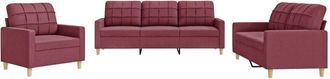 vidaXL Vidaxl - Juego De Sof&aacute;s Con Cojines 3 Piezas Tela Rojo Tinto