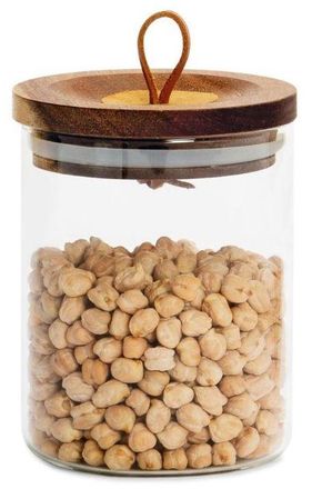 Andrea House Schicke Aufbewahrungsdose aus Glas mit Holzdeckel 13 cm