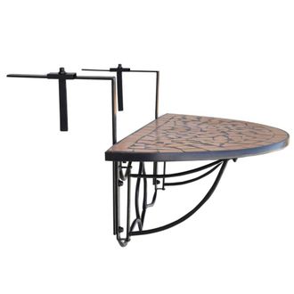 Berkfield Home Hanging Balcony Table Terracotta Mosaic in Brown