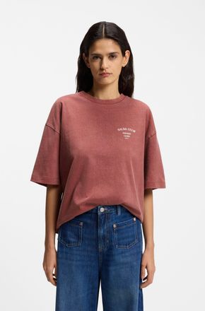 Boss Orange by Hugo Boss T-Shirt BOSS ORANGE Eboys Premium Damenmode, Damen, Gr. XL, dunkelrot 604, Single Jersey, Obermaterial: 100% Baumwolle, bedruckt, relaxed fit h&uuml;ftbede