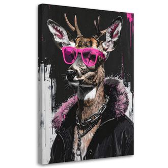 Feeby Cuadro Sobre Lienzo, Ciervo Con Gafas Rosas, 70x100