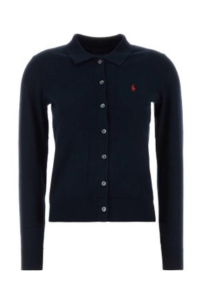 Polo Ralph Lauren Midnight Blue Stretch Cotton Blend Cardigan