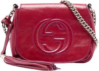 Gucci Pre-owned Cross Body Bags, female, Red, Size: ONE SIZE Pre-owned Vintage Patent Leather Crossbody Bag