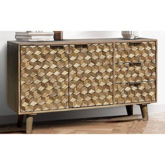 Jaipur Furniture Geometric Medium Sideboard - Mango Wood - L40 x W137 x H77 cm - Light Finish - Assembly Required in Brown