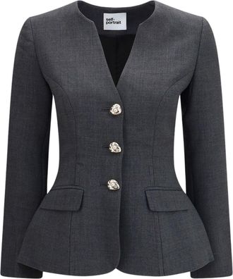 Self Portrait Peplum Ornate Button Blazer