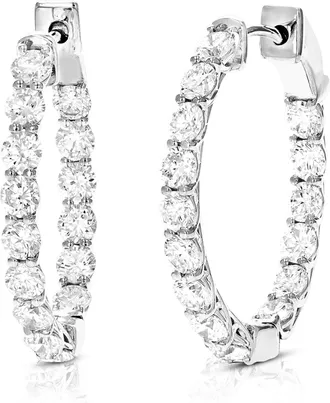 Vir Jewels 3 cttw Lab Grown Diamond Hoops Earrings in 14K Gold With Hidden Post For Women
