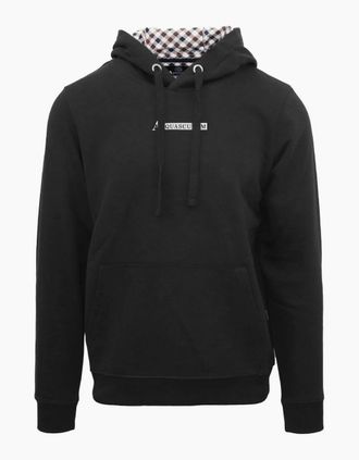 Aquascutum Mens Hooded Neck Lacoste Lettering Sweatshirt - Black - Size: 42
