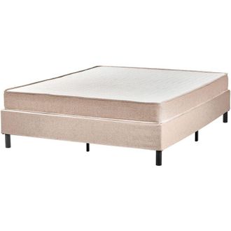 Beliani Letto matrimoniale in tessuto senza testata con materasso a molle insacchettate 160 x 200 cm beige Countess