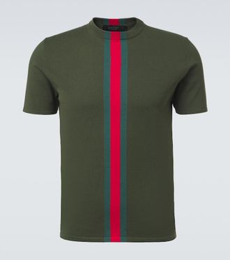 Gucci Web Stripe knitted cotton T-shirt