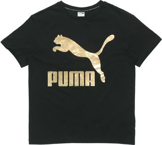Puma (WMNS) PUMA Classic Logo Printing Round Neck Sports Short Sleeve Black 530005-61
