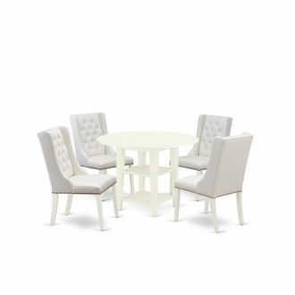 East West Furniture 5-Piece Kitchen Table Set Includes 1 Table with Drop Leaves and Two Shelves