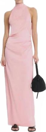 Rotate Halterneck Ruched Maxi Dress In Pink