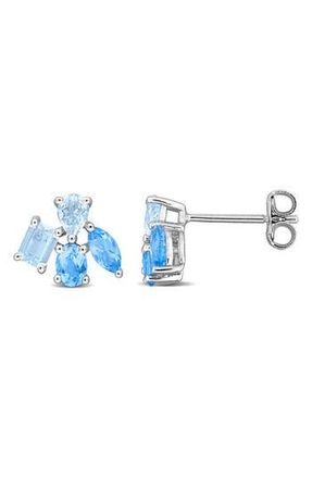 Delmar Multiple Cut Swiss Blue Topaz Cluster Stud Earrings at Nordstrom Rack