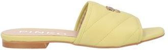 Pinko Molly Ciabattina Nappa Slide Sandals in Yellow Leather with Square Toe