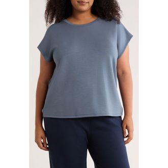 T Tahari Cap Sleeve Scuba Knit T-Shirt in Deep Slate Blue at Nordstrom Rack, Size 3X