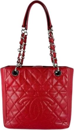 Chanel Pre-owned Vintage Tote Bag - Dames - Vintage Shopper - Rood - ONE Size - Leer - Vintage