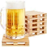 OEM Posavasos De Madera - Juego De 6, 9,9 X 9,9 Cm, Marr&oacute;n - Posavasos Cuadrados De Madera Para Bebidas Fr&iacute;as Y Calientes - Dise&ntilde;o Original De Minibandeja