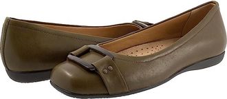 Trotters Sizzle Signature Womens Flat Shoes Olive : 6 WW (EE), Patent Leather