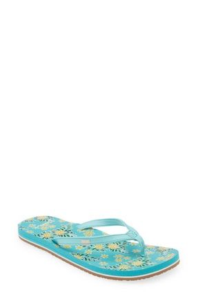 Sanuk Yoga Joy Floral Flip Flop in Aqua Splash at Nordstrom, Size 7