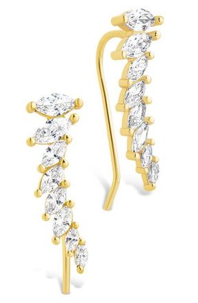 Sterling Forever Skye Cubic Zirconia Threader Stud Earring in Gold at Nordstrom