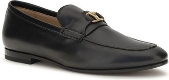 Valentino Garavani Mens Black Calf Leather Bos Taurus Slip-On Loafers
