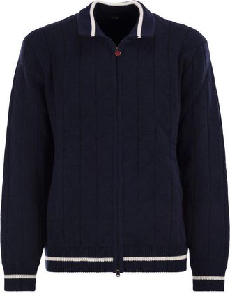 Kiton Mens Cashmere Bomber Jacket - Navy - Size Medium