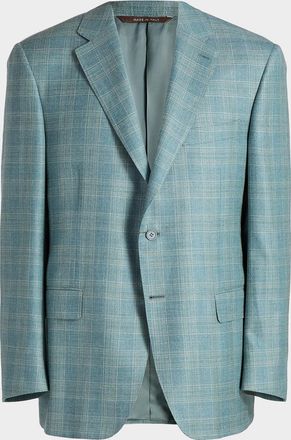 Canali Men & apos;s Siena Textured Plaid Wool-Blend Sport Coat