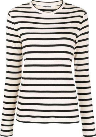 Jil Sander Neutral Striped Cotton Top - Womens - Cotton