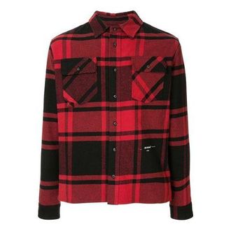 Off-white lapel Plaid Long Sleeves Shirt Version Red OMGA074R19C080242010