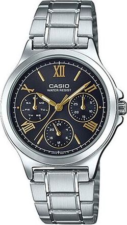Casio Stainless Steel Strap Black Dial Unisex Silvery Couple Analog Unisex Mens LTP-V300D-1A2