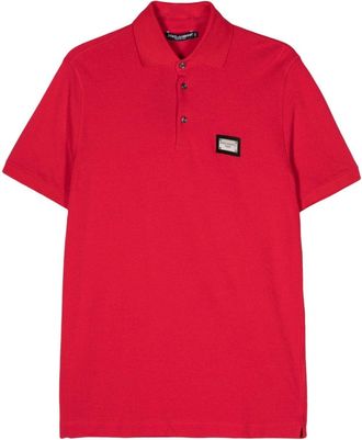 Dolce & Gabbana logo-plaque polo shirt - men - Cotton - 44 - Red