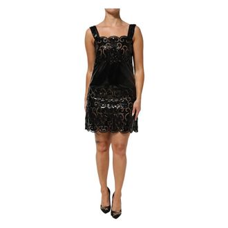 Dolce & Gabbana Short Dresses, female, Black, Size: S Dolce & Gabbana Black Cut Out A-line Sheath Mini Dress