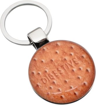 Generic Personalised Engraved with a Digestive Biscuit Design Silver Round Keyring Presented in a Gift Bag
