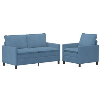 vidaXL Juego De Sof&aacute; 2 Uds. Azul Tela Vidaxl