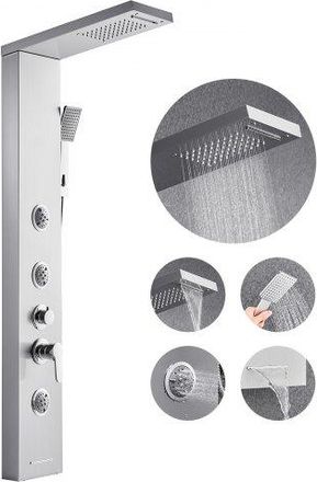 OEM Sistema De Ducha Con Panel Tipo Torre Y Cabezal Tipo Cascada, Acero Inoxidable, Grifo 5 Funciones, Sistema De Masaje De Lluvia De Montaje En Pared Con