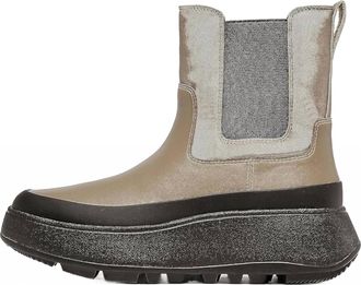 FitFlop Womens F-Mode Leather Lace-Up Flatform Ankle Boots In Minky Grey