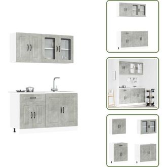 vidaXL Archiviazione cucina - vidaXL Set Mobili da Cucina 4 pz Kalmar Grigio Cemento in Truciolato - Mobili da cucina con piedini regolabili