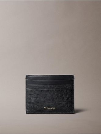 Calvin Klein Mens Leather Classic Card Case - Black
