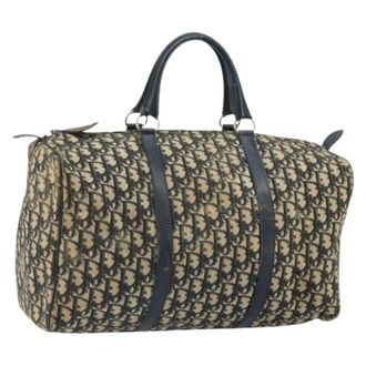 Dior Pre-owned Handbags, female, Blue, Size: ONE SIZE Pre-owned Vintage Trotter Canvas Boston Bag