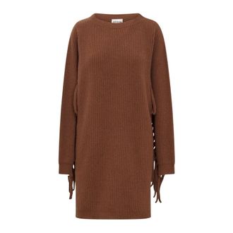 Semicouture Knitted Dresses, female, Brown, Size: S Ribbed Knit Short Dress