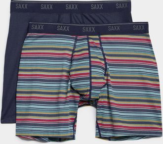 Saxx Mens 6 striped/solid micro-dotwork boxer briefs QUEST 2-pack