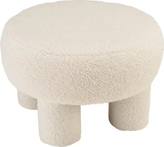 Macabane Puf redondo de tela de rizo blanco D50 cm