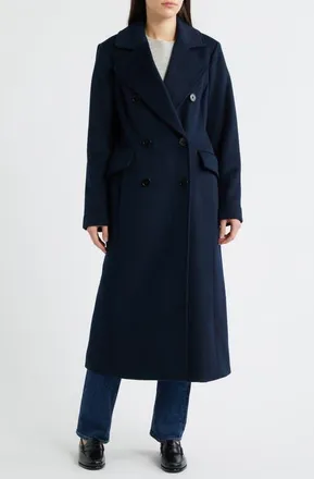 Michael Kors Double Breasted Wool Blend Coat in Admiral at Nordstrom, Size X-Large