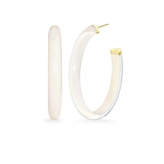 Gold & Honey Womens Xl Oval Illusion Neutral Lucite Hoop Earrings In Nude1