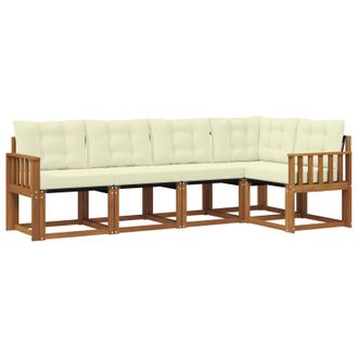 vidaXL Conjunto De Sof&aacute;s De Exterior Con Coj&iacute;n 5 Pcs Natural Y Crema Vidaxl