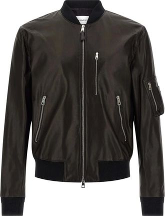 Givenchy Jassen, Heren, Zwart, L, Leer, Leren Bomberjack