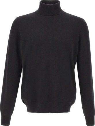 Gran Sasso Trui met hoge hals en geribbelde afwerking - Zwart