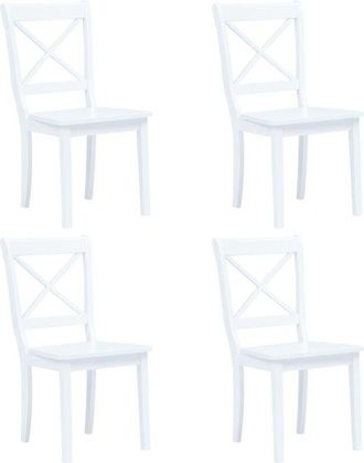 vidaXL Vidaxl - Sillas De Comedor 4 Unidades Madera Maciza De Caucho Blanco