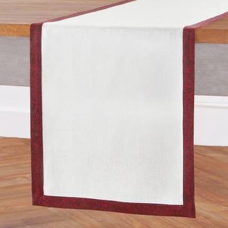 Solino Home Linen Table Runner for Dining Table, Holiday and Everyday Table Decor - Classic in Red Garnet And White at Nordstrom, Size Medium